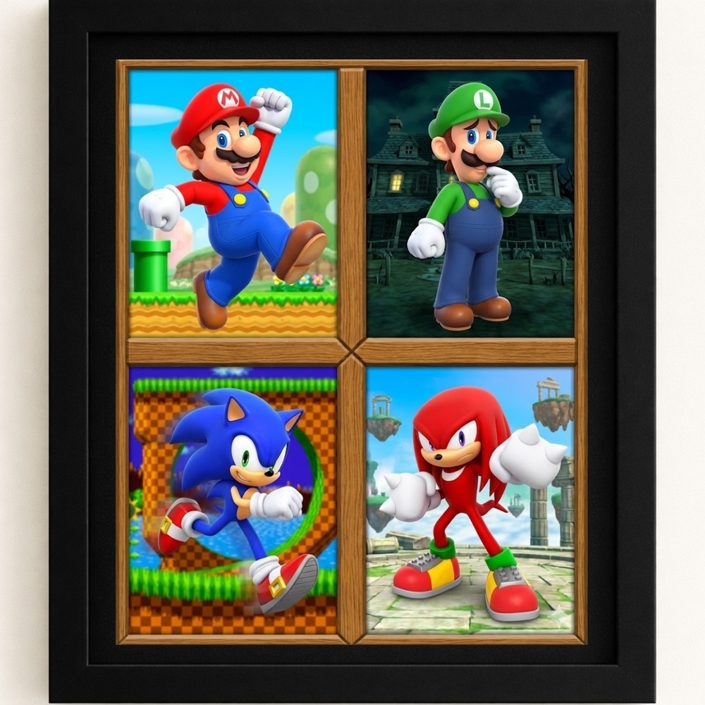 Framed 8x10  Mario and Sonic A.I.Art In Print